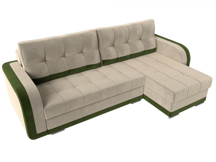 29539 Угловой диван Марсель | Микровельвет | бежевый | зеленый