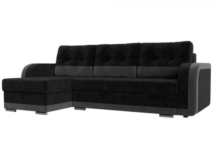 109992L Угловой диван Марсель левый угол | Велюр | черный | серый