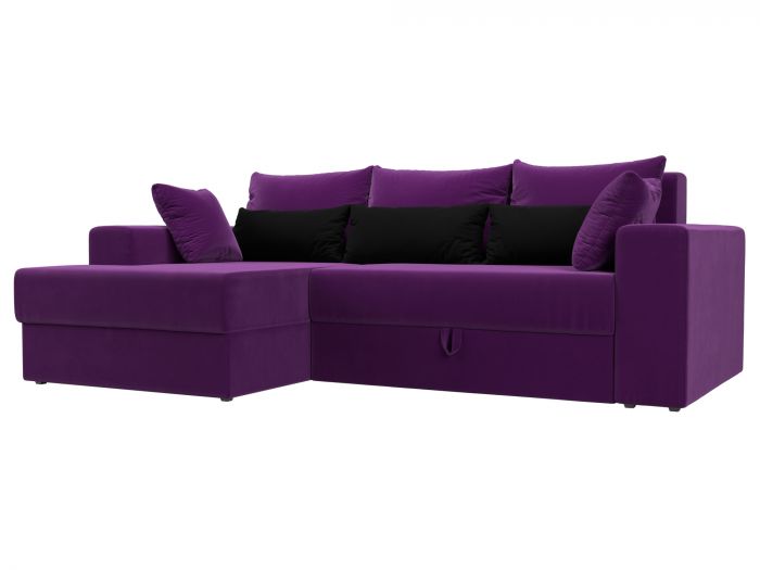 114906L Угловой диван Майами левый угол | Микровельвет | Фиолетовый | Фиолетовый | Черный