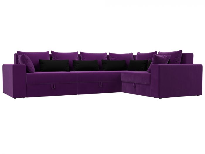 114875 Угловой диван Майами Long правый угол | Микровельвет | Фиолетовый | Фиолетовый | Черный