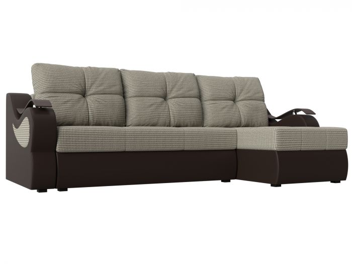 100370 Угловой диван Меркурий | Корфу | экокожа | Корфу 02 | коричневый
