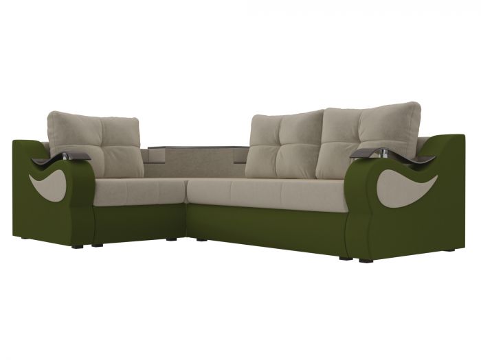 107550L Угловой диван Митчелл левый угол | Микровельвет | бежевый | зеленый