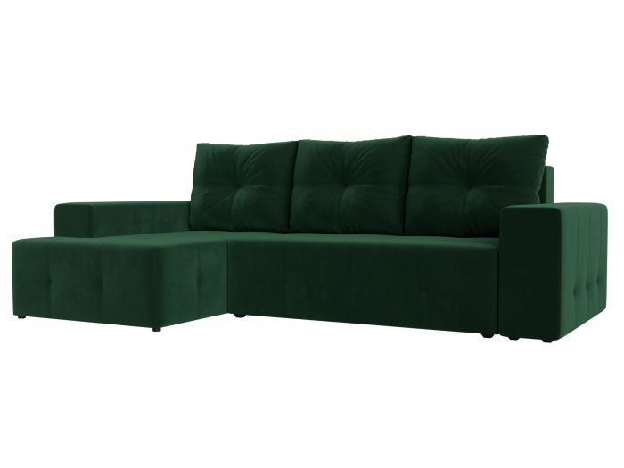 119757L Угловой диван Перри НПБ левый угол | Велюр | Зеленый