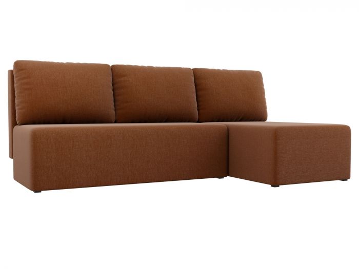100438 Угловой диван Поло | Рогожка | Коричневый