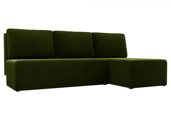 100433 Угловой диван Поло | Микровельвет | Зеленый