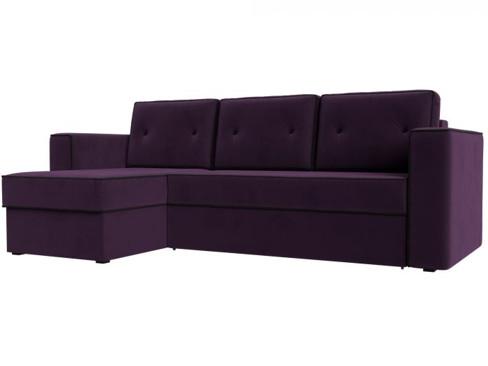110836L Угловой диван Принстон левый угол | Велюр | Фиолетовый | Черный