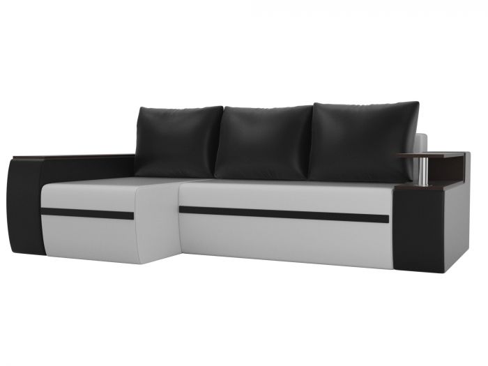 115022L Угловой диван Ричмонд левый угол | Экокожа | Белый | Черный | Черный