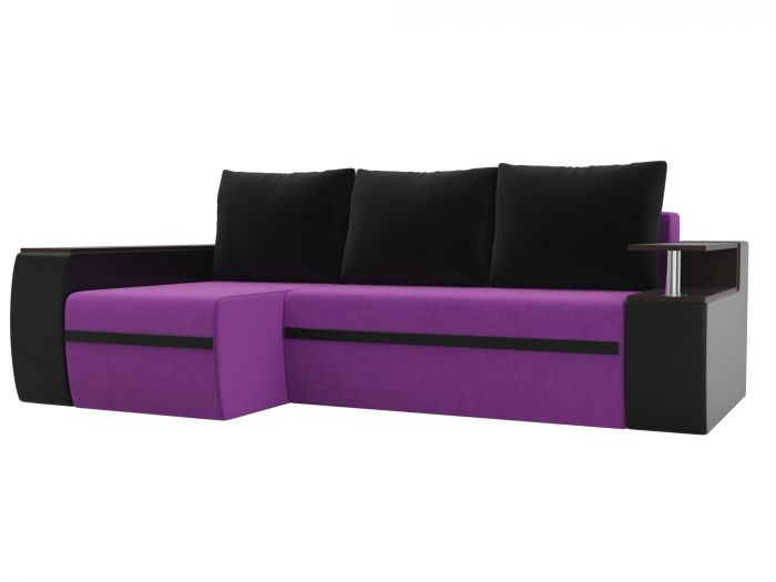 115012L Угловой диван Ричмонд левый угол | Микровельвет | Экокожа | Фиолетовый | Черный | Черный