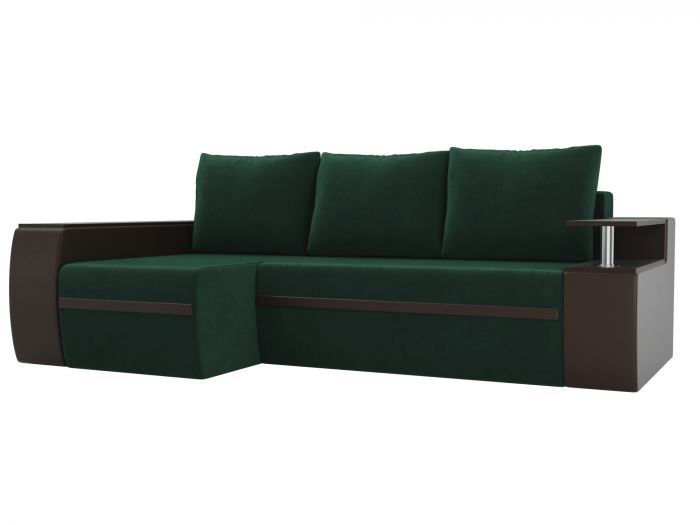 115001L Угловой диван Ричмонд левый угол | Велюр | Экокожа | зеленый | коричневый