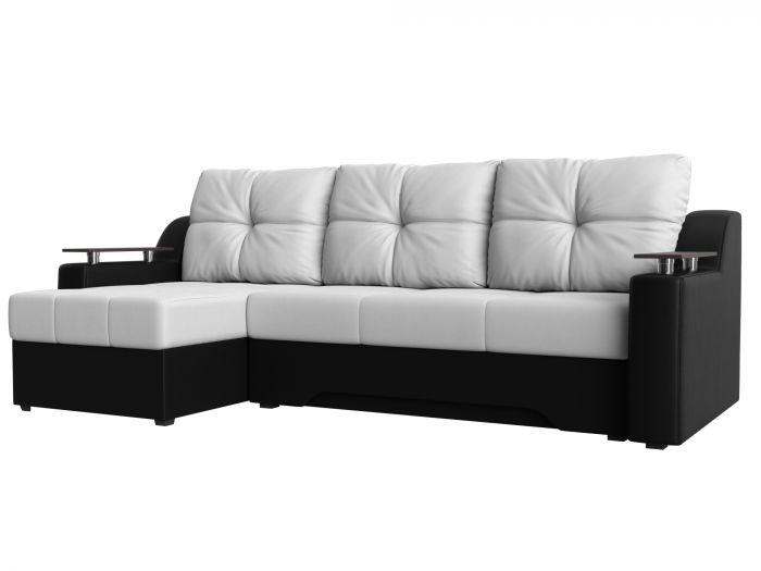28035L Угловой диван Сенатор левый угол | Экокожа | Белый | Черный