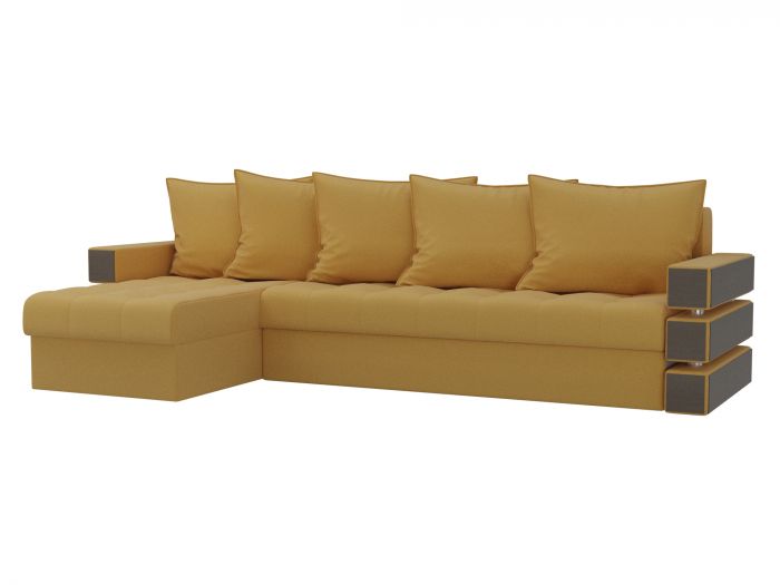 108438L Угловой диван Венеция левый угол | Микровельвет | Желтый