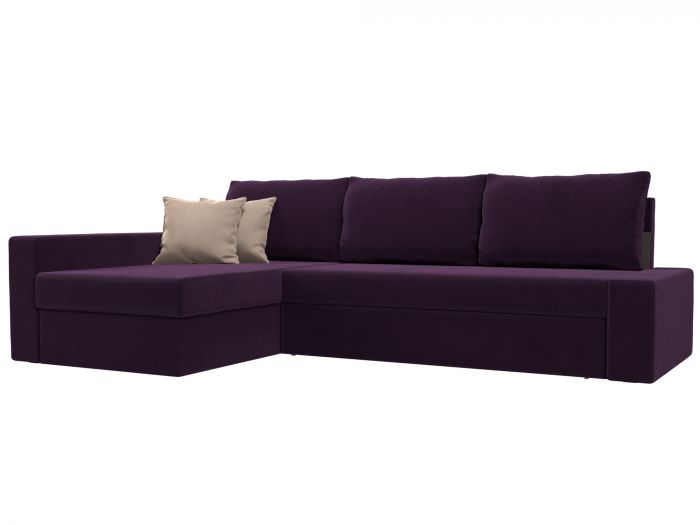 105811L Угловой диван Версаль левый угол | Велюр | фиолетовый | бежевый