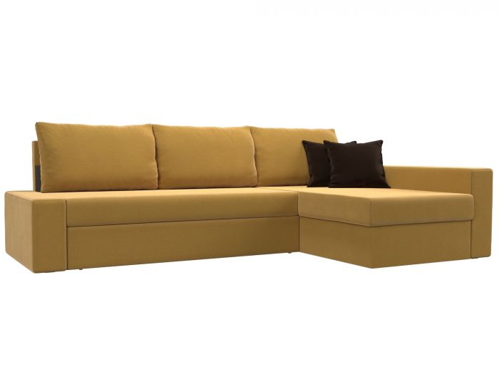 109145 Угловой диван Версаль правый угол | Микровельвет | Желтый | коричневый