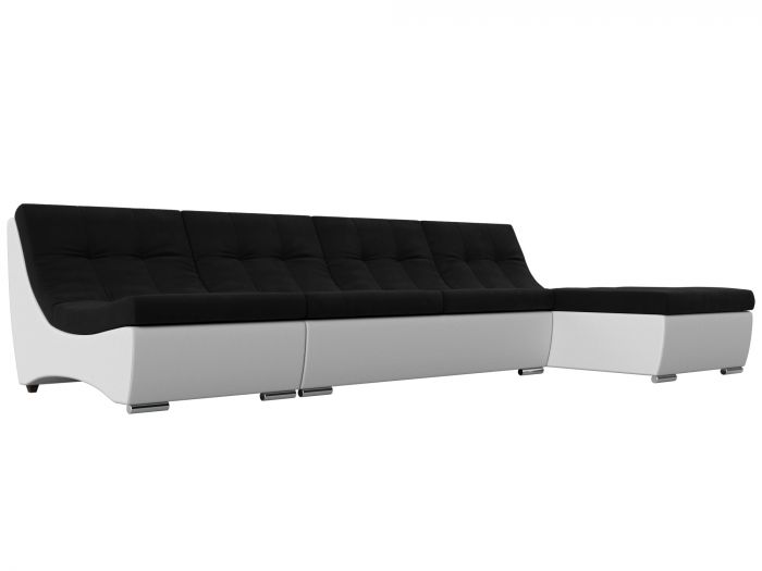 111515 Угловой модульный диван Монреаль | Микровельвет | Экокожа | Черный | Белый