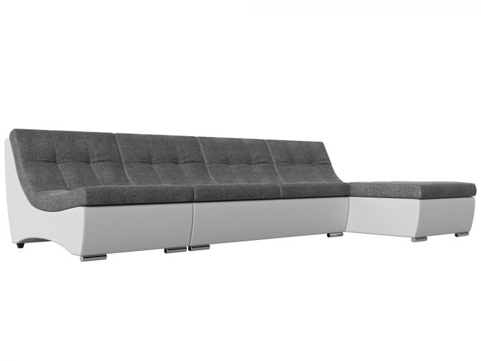 111519 Угловой модульный диван Монреаль | Рогожка | Экокожа | Серый | белый