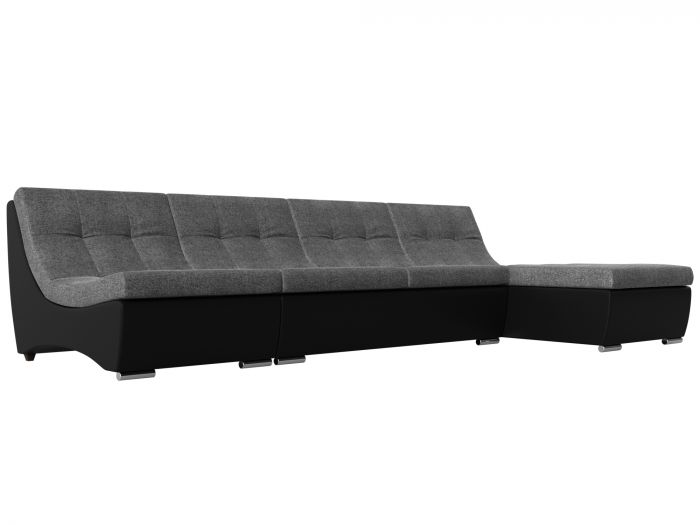 111518 Угловой модульный диван Монреаль | Рогожка | Экокожа | Серый | черный