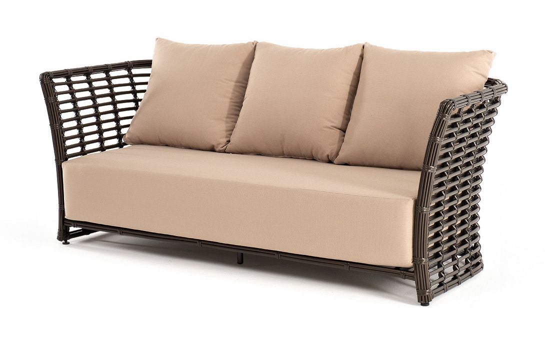 "Валенсия" диван из искусственного ротанга трехместный, цвет серый