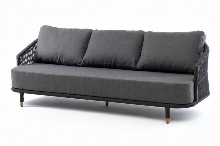 "Верона" диван 3-местный плетеный из роупа, каркас алюминий темно-серый (RAL7024) шагрень, роуп темн