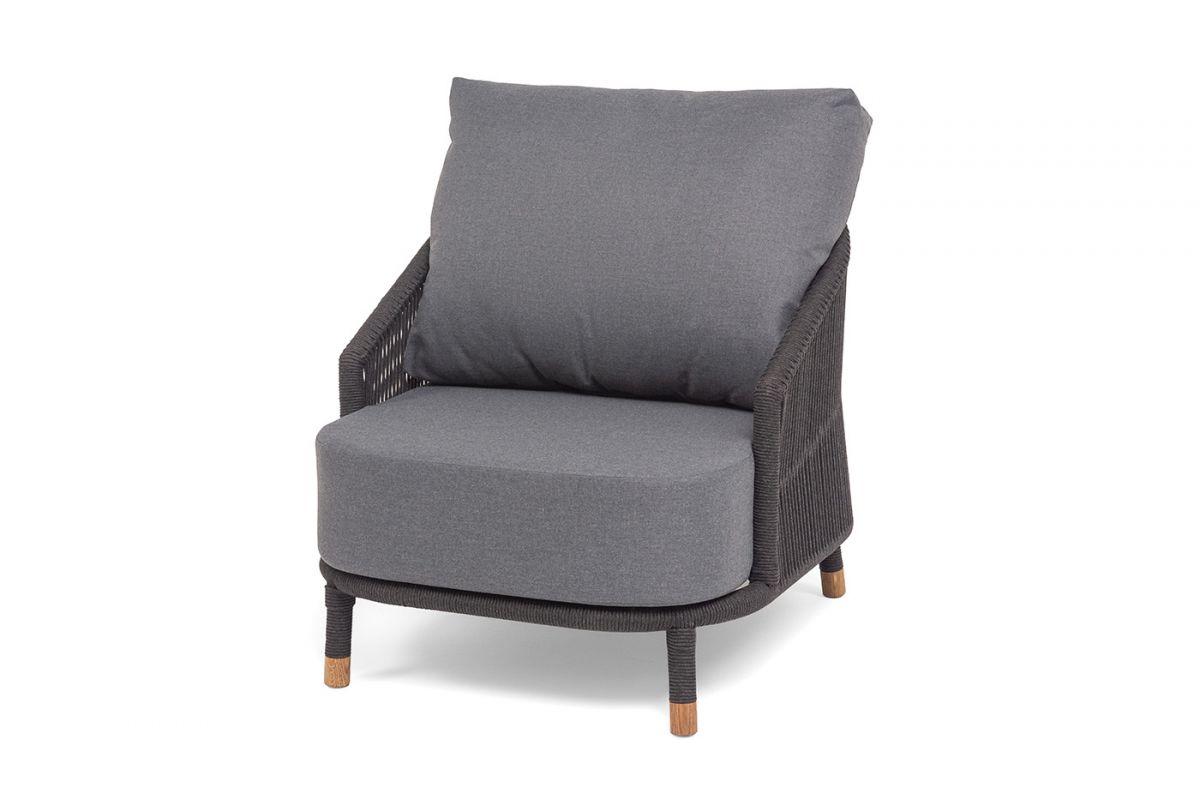 "Верона" кресло плетеное из роупа, каркас алюминий темно-серый (RAL7024) муар, роуп темно-серый круг