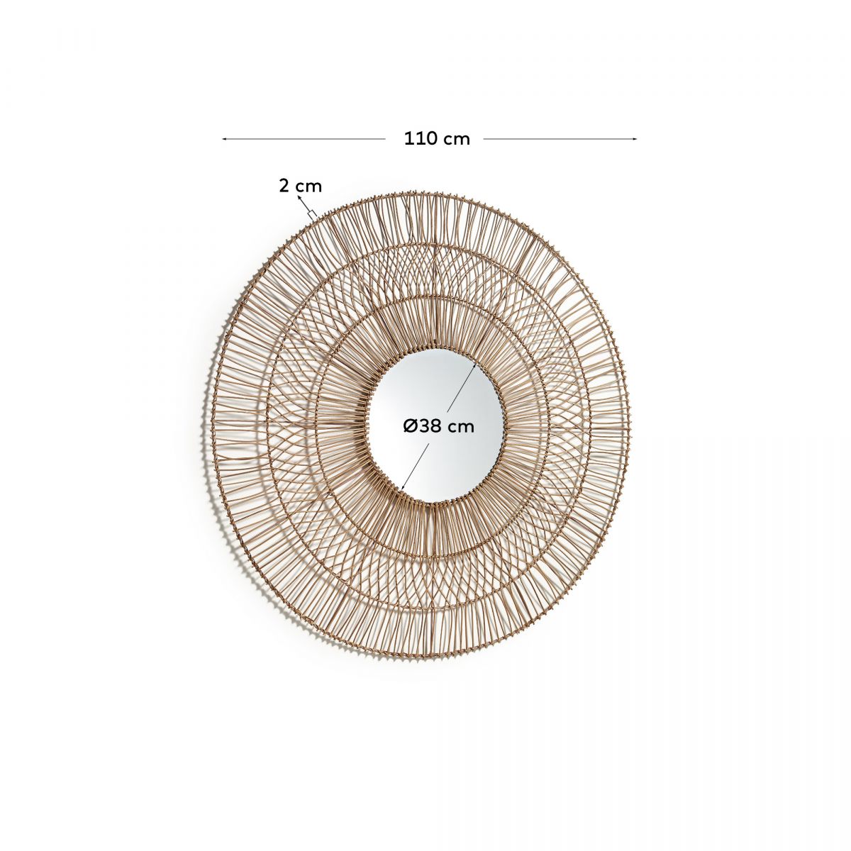 Viviana Зеркало из ротанга с натуральной отделкой 110 см