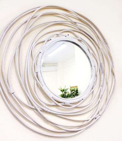 Зеркало из натурального ротанга, арт. 50-02-М White