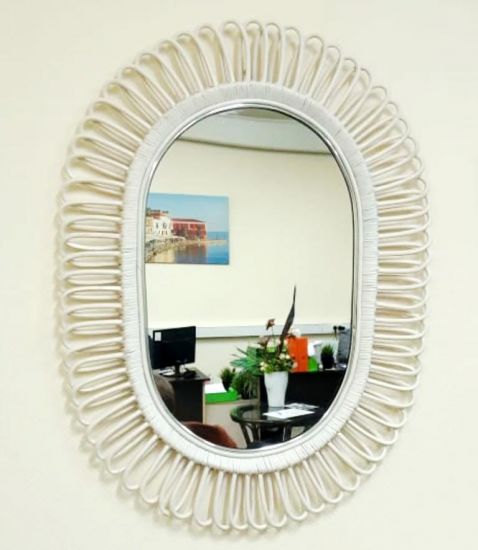 Зеркало из натурального ротанга, арт. 50-03-М White