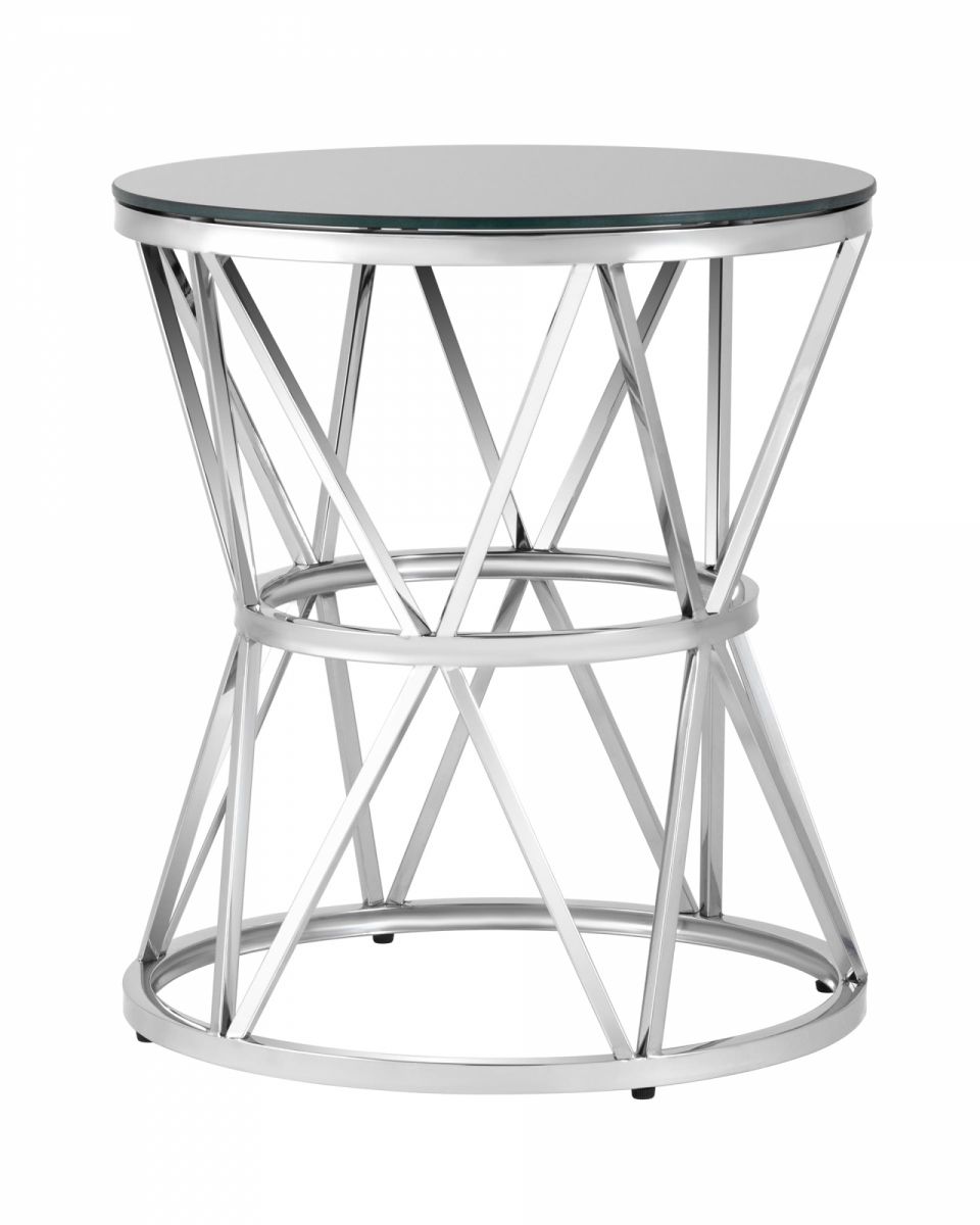 Журнальный стол 50х50 ВИВА серебро стекло черное