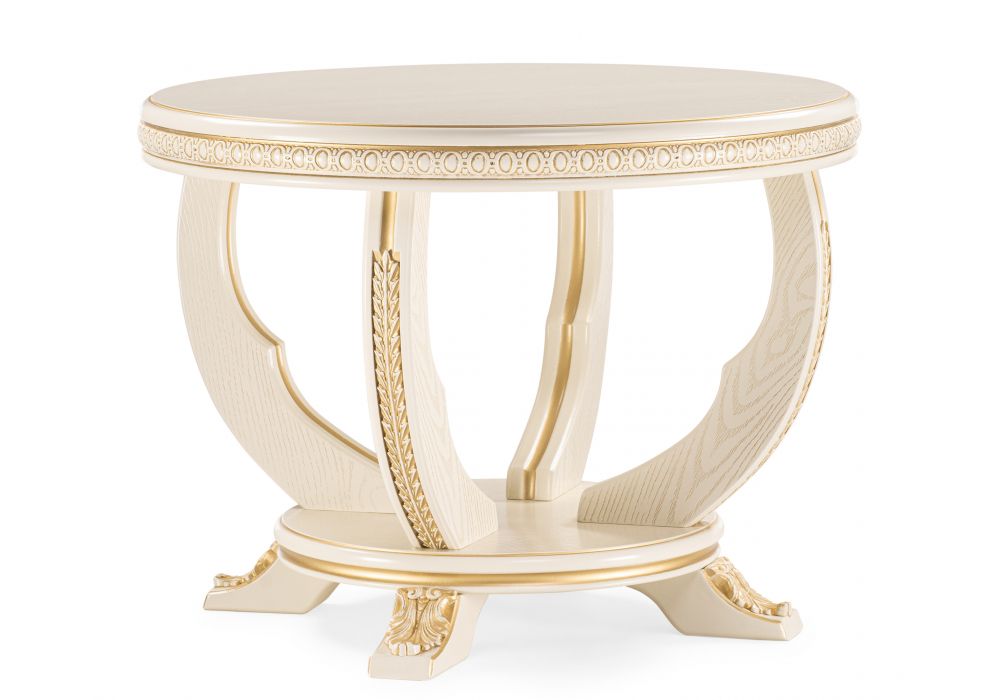 Журнальный стол Луис круглый слоновая кость - золото