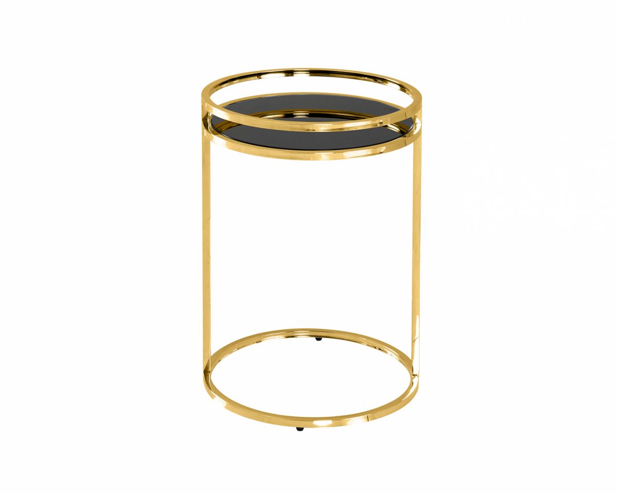 Журнальный столик Гестия 41х60см стекло черное сталь золото