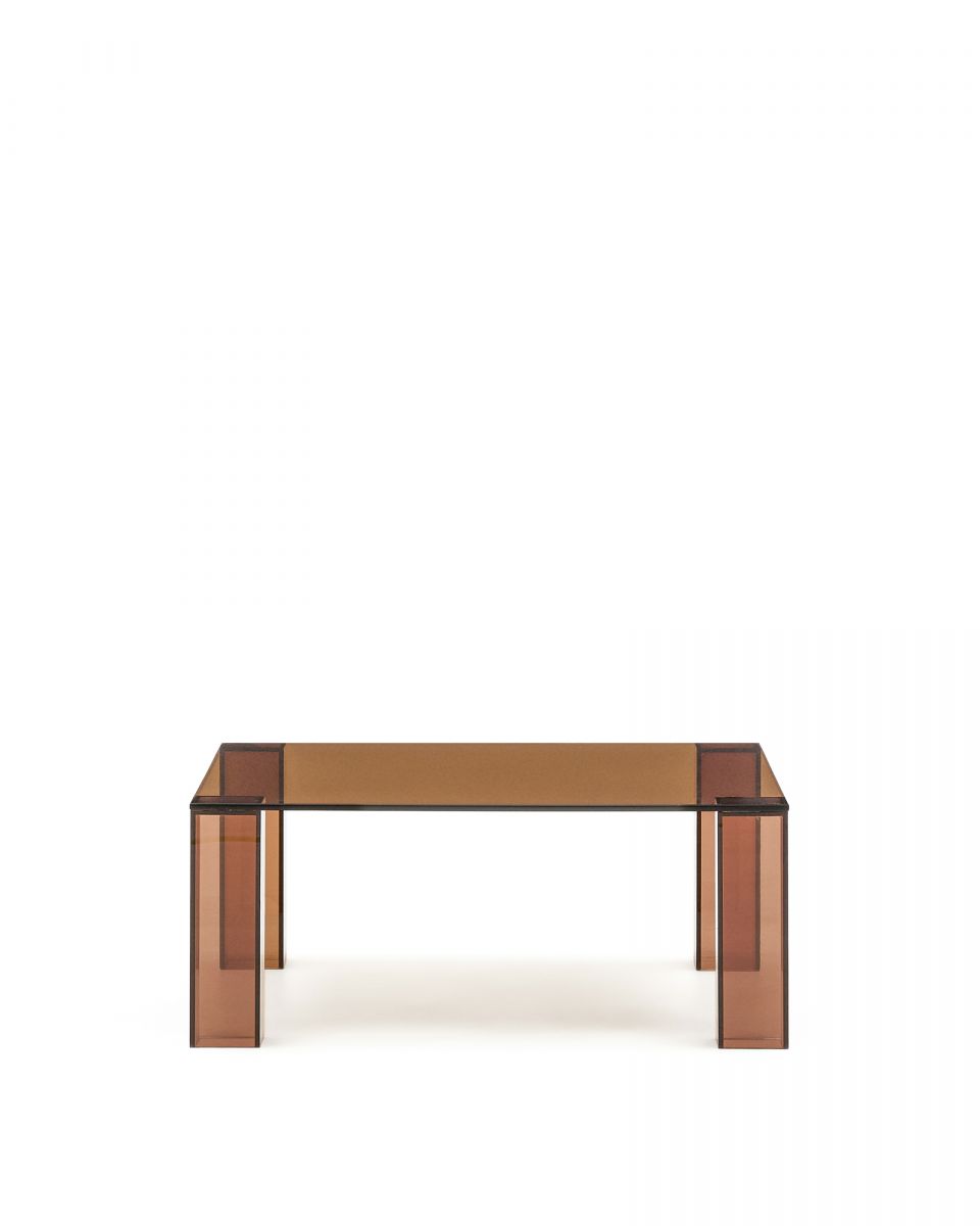 Журнальный столик из закаленного стекла Adularia коричневого цвета 85 x 85